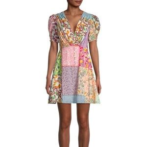 Lea Patchwork Mini Dress Saloni size 4